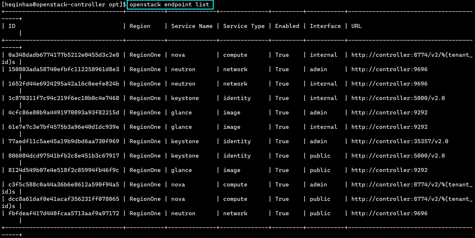 openstack endpoint