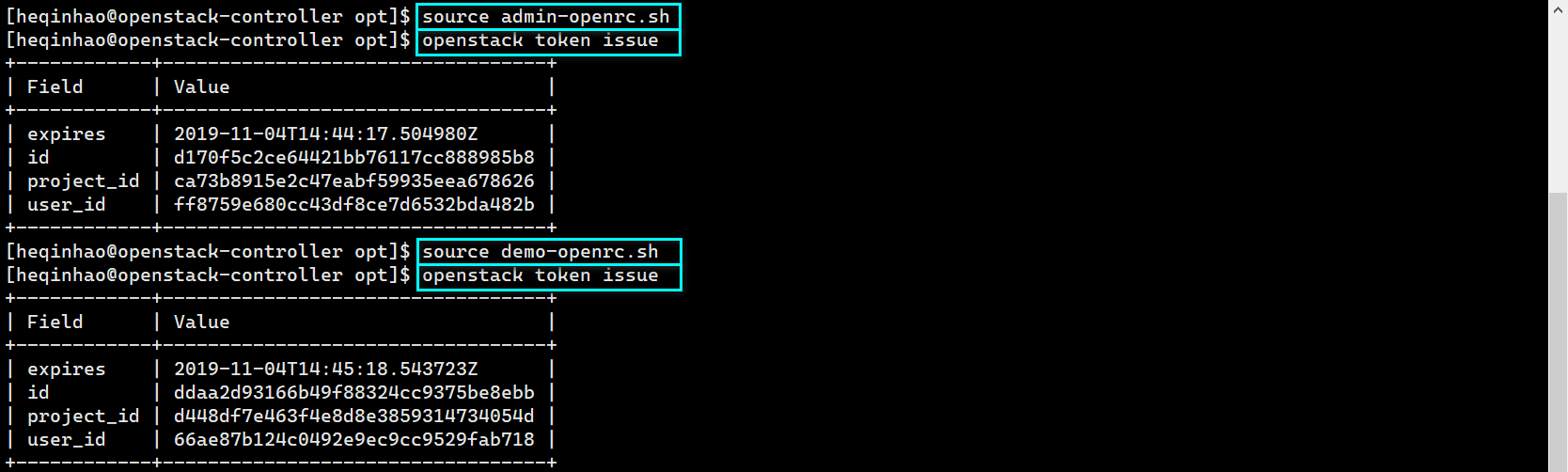 openstack -admin & demo-